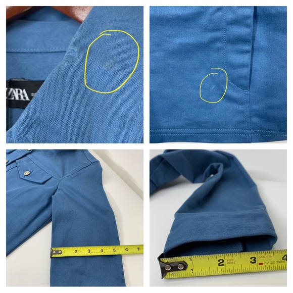 Zara Blue Button Down Long Sleeve Utility Mini Dress Fitted New Nwt Size XS - Picture 16 of 16